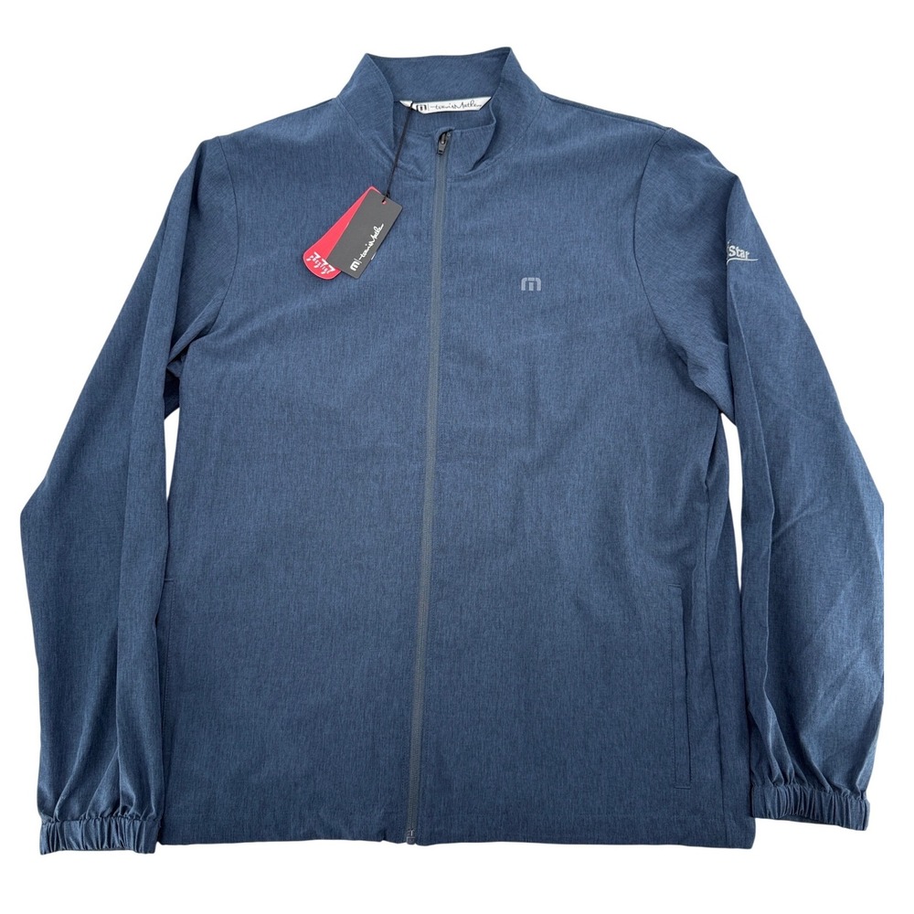 TravisMathew Road Soda Mens Medium Blue Full Zip Performance‎ Jacket LOGO NWT